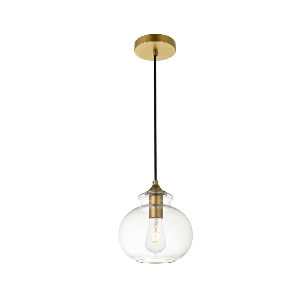 Destry 1 Light Brass Pendant With Clear Glass