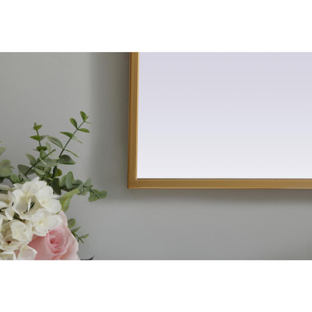 Metal Frame Arch Mirror 33x24 Inch in Brass