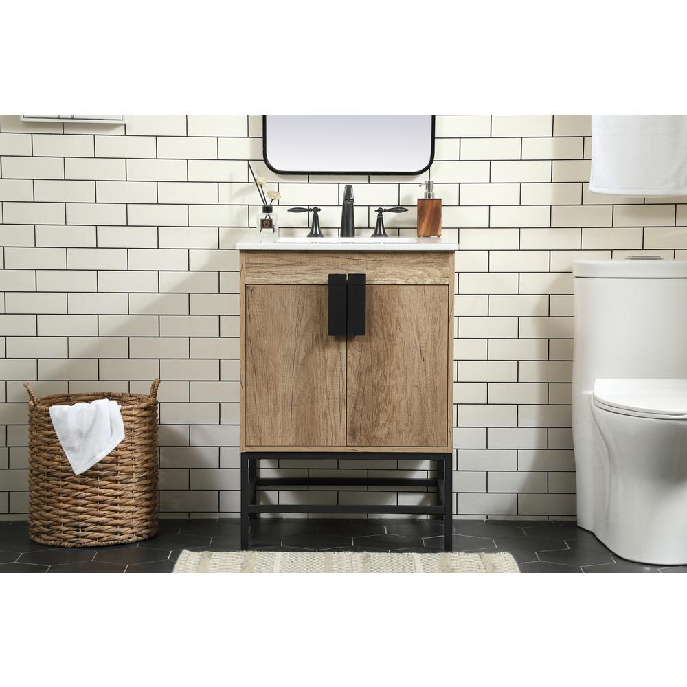 24 inch Single bathroom vanity in natural oak