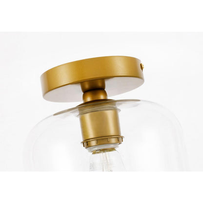 Collier 1 light Brass and Clear glass Flush mount
