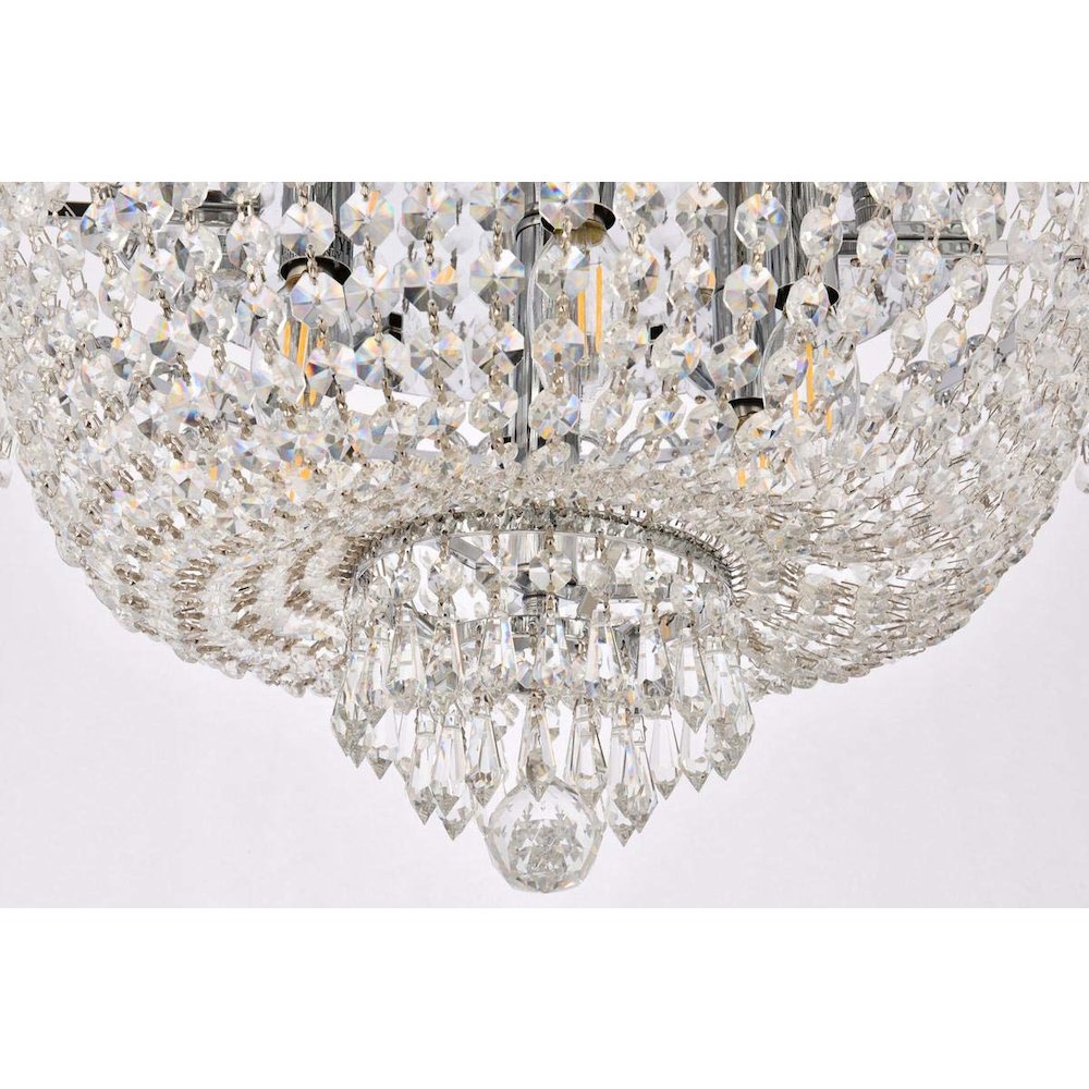 Century 6 light Chrome Flush Mount Clear Royal Cut Crystal