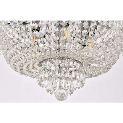 Century 6 light Chrome Flush Mount Clear Royal Cut Crystal