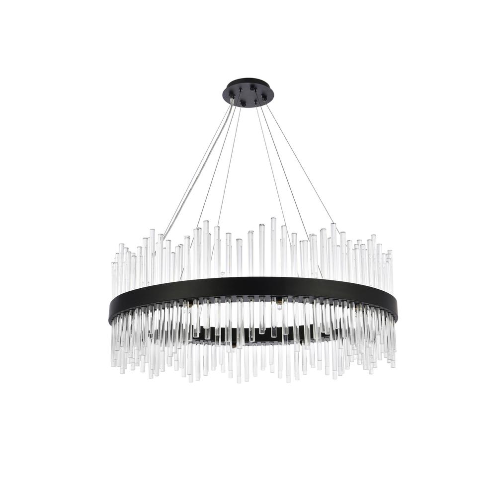 Dallas 36 inch round crystal pendant in black
