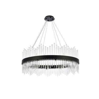 Dallas 36 inch round crystal pendant in black