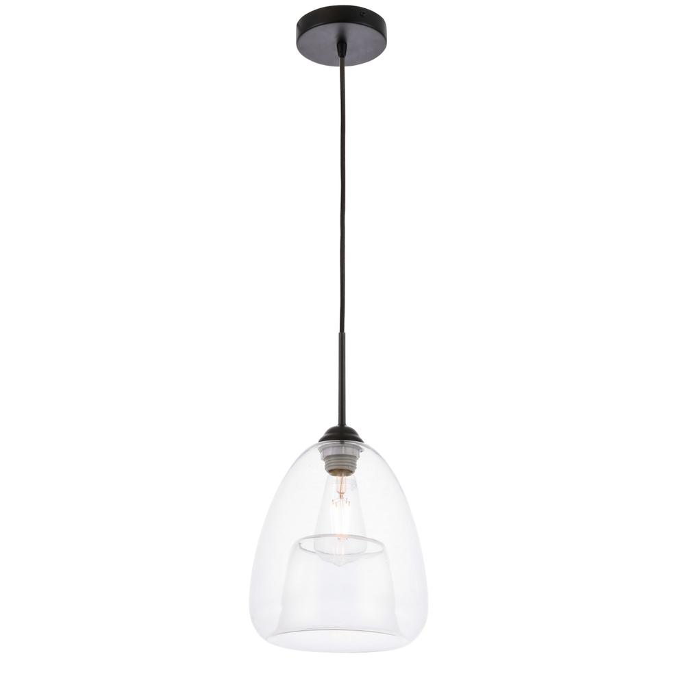 Kason 1 light Black and Clear glass pendant