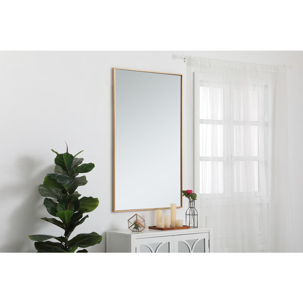Metal frame rectangle mirror 30 inch in Brass