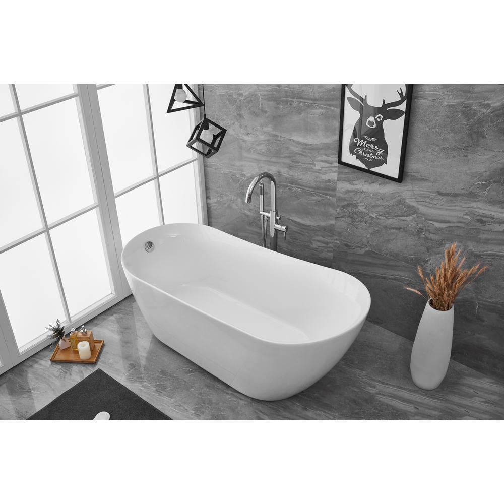 67 inch soaking Single slipper bathtub in glossy white