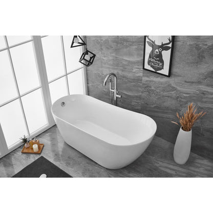 67 inch soaking Single slipper bathtub in glossy white