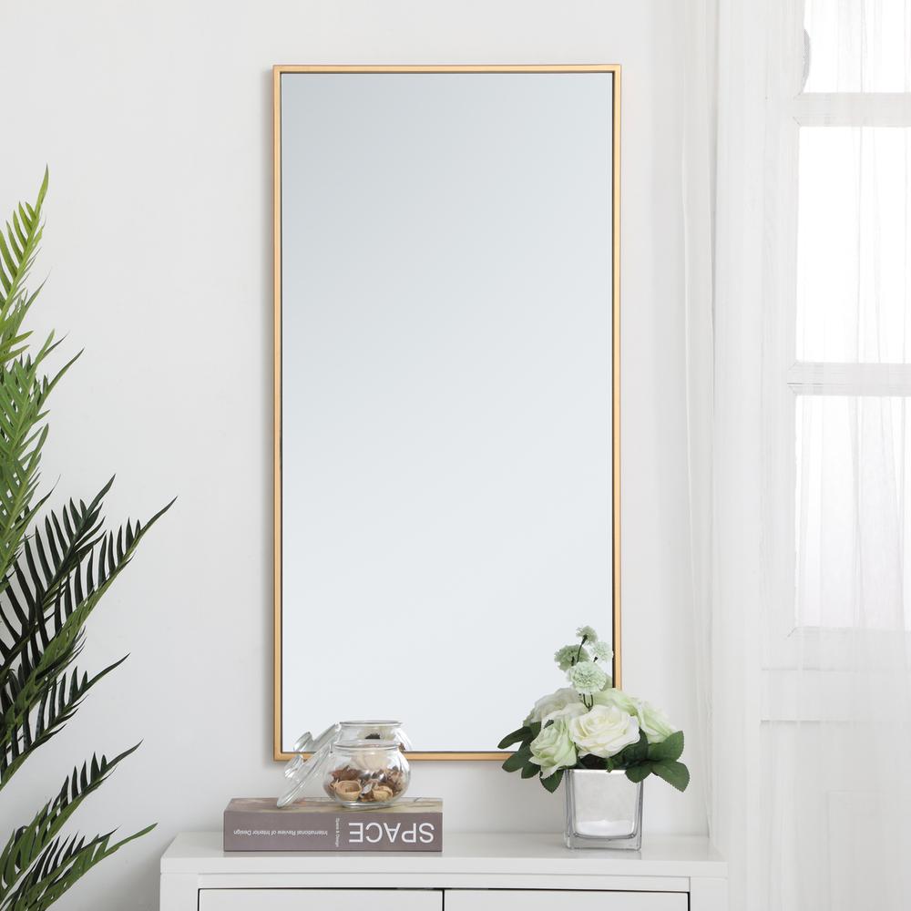 Metal frame rectangle mirror 18 inch in Brass