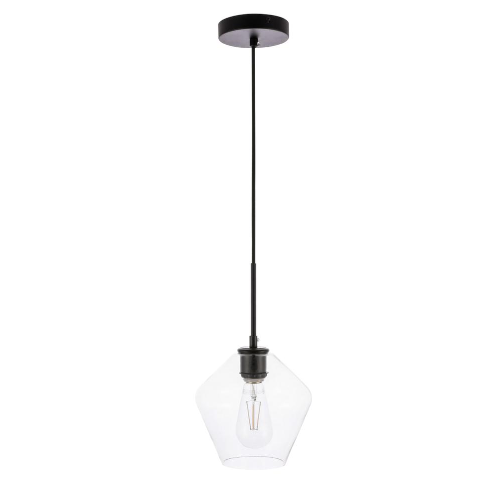 Gene 1 light Black and Clear glass pendant