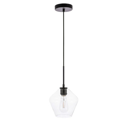 Gene 1 light Black and Clear glass pendant