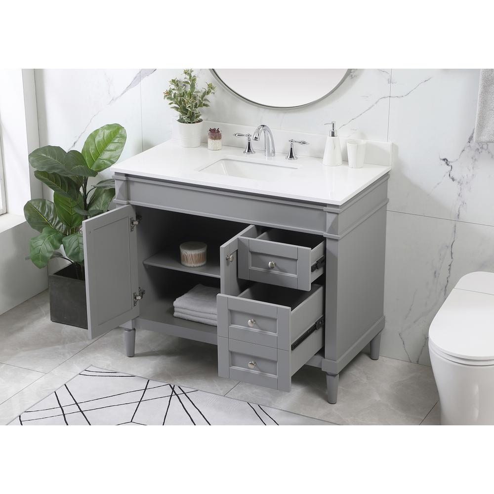 42 inch Single bathroom vanity in grey with backsplash