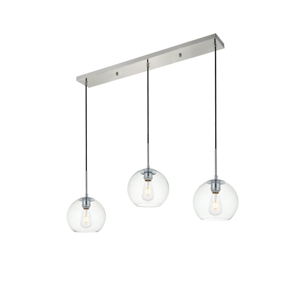 Baxter 3 Lights Chrome Pendant With Clear Glass