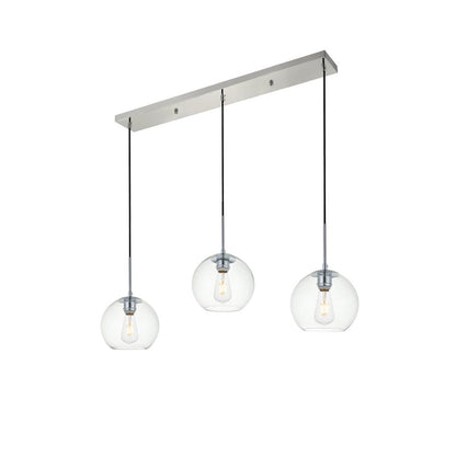 Baxter 3 Lights Chrome Pendant With Clear Glass
