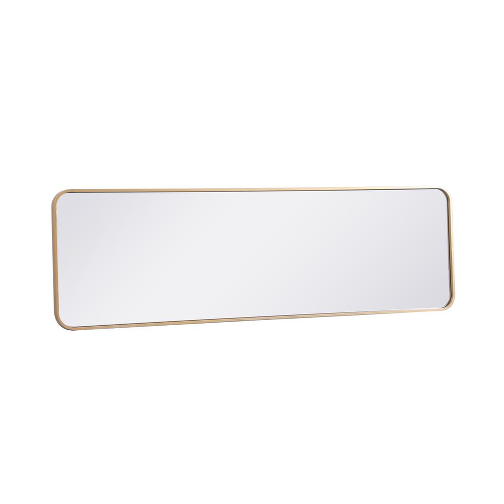 Soft corner metal rectangular mirror 18x60 inch in Brass