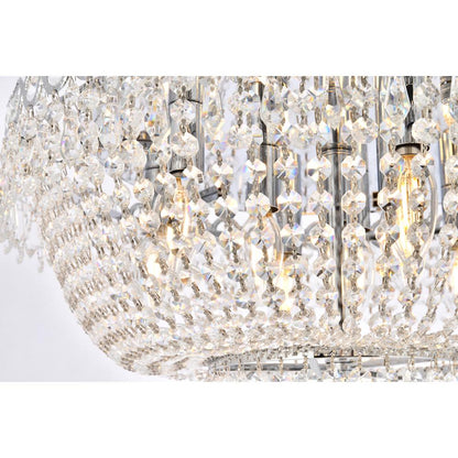 Century 9 light Chrome Flush Mount Clear Royal Cut Crystal