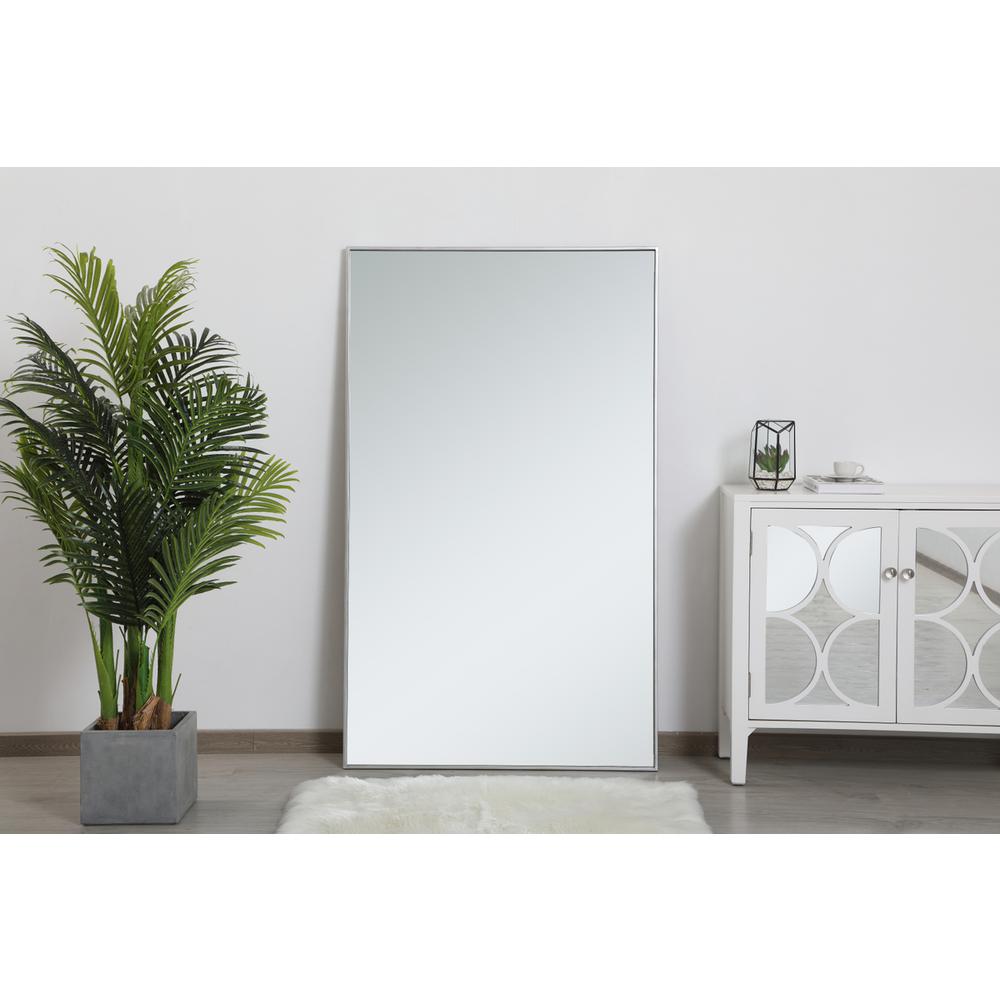 Metal frame rectangle mirror 36 inch in silver