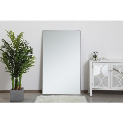 Metal frame rectangle mirror 36 inch in silver
