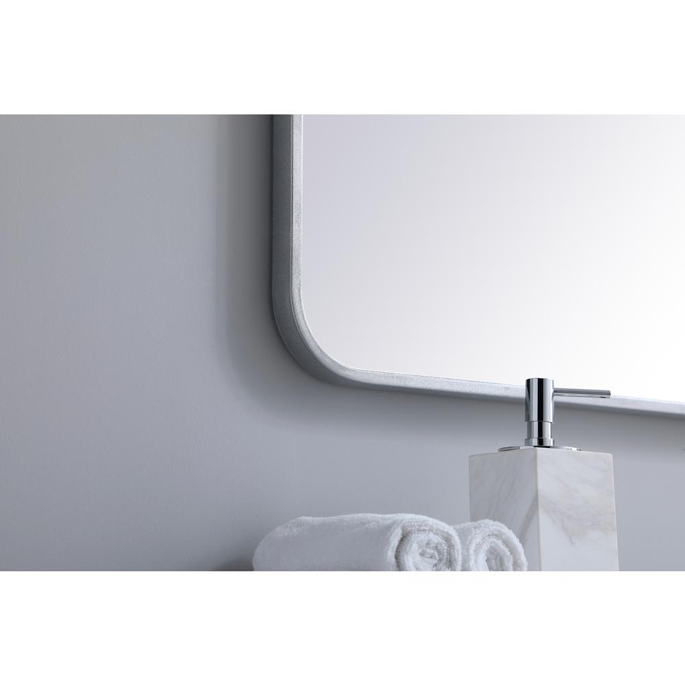 Soft corner metal rectangular mirror 24x36 inch in Silver