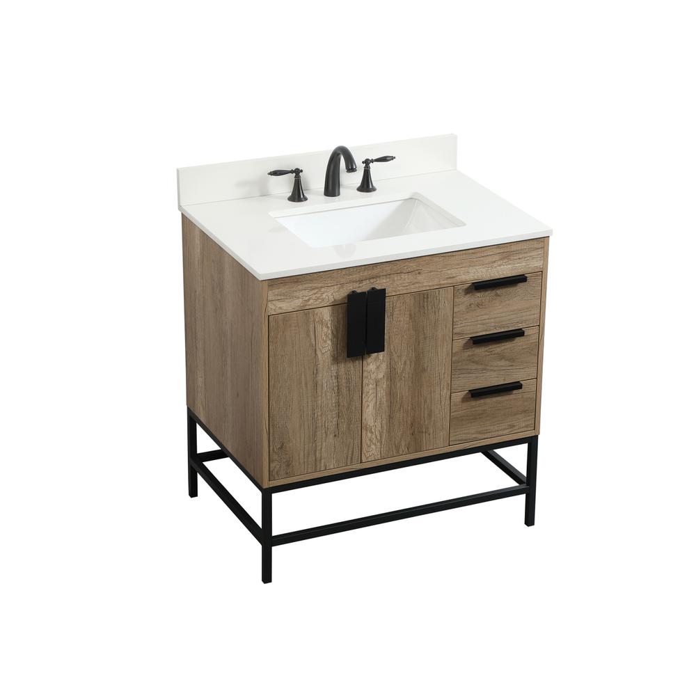 32 inch Single bathroom vanity in natural oak with backsplash