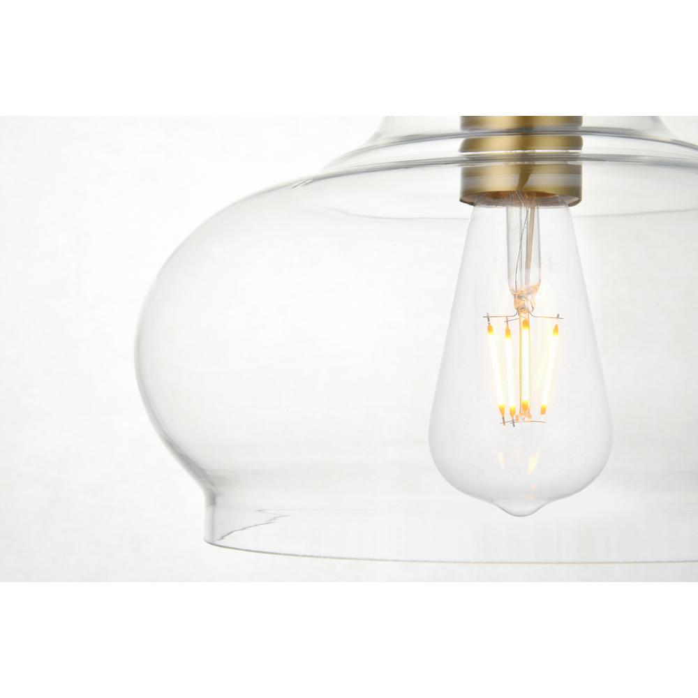 Destry 1 Light Brass Pendant With Clear Glass