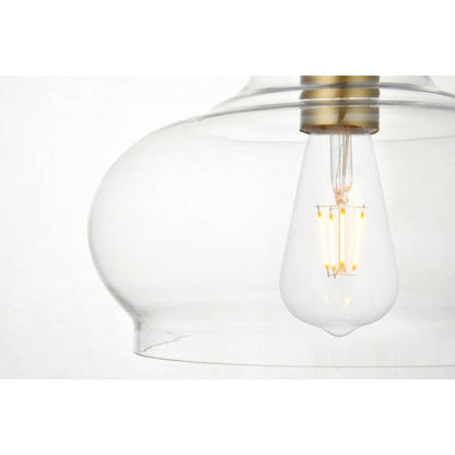 Destry 1 Light Brass Pendant With Clear Glass