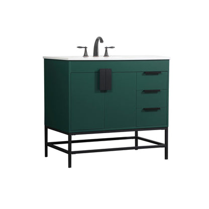 36 inch Single bathroom vanity in green