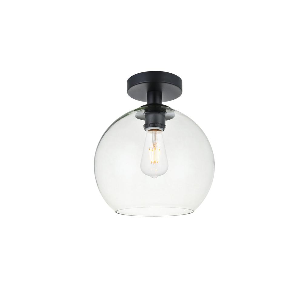 Baxter 1 Light Black Flush Mount With Clear Glass