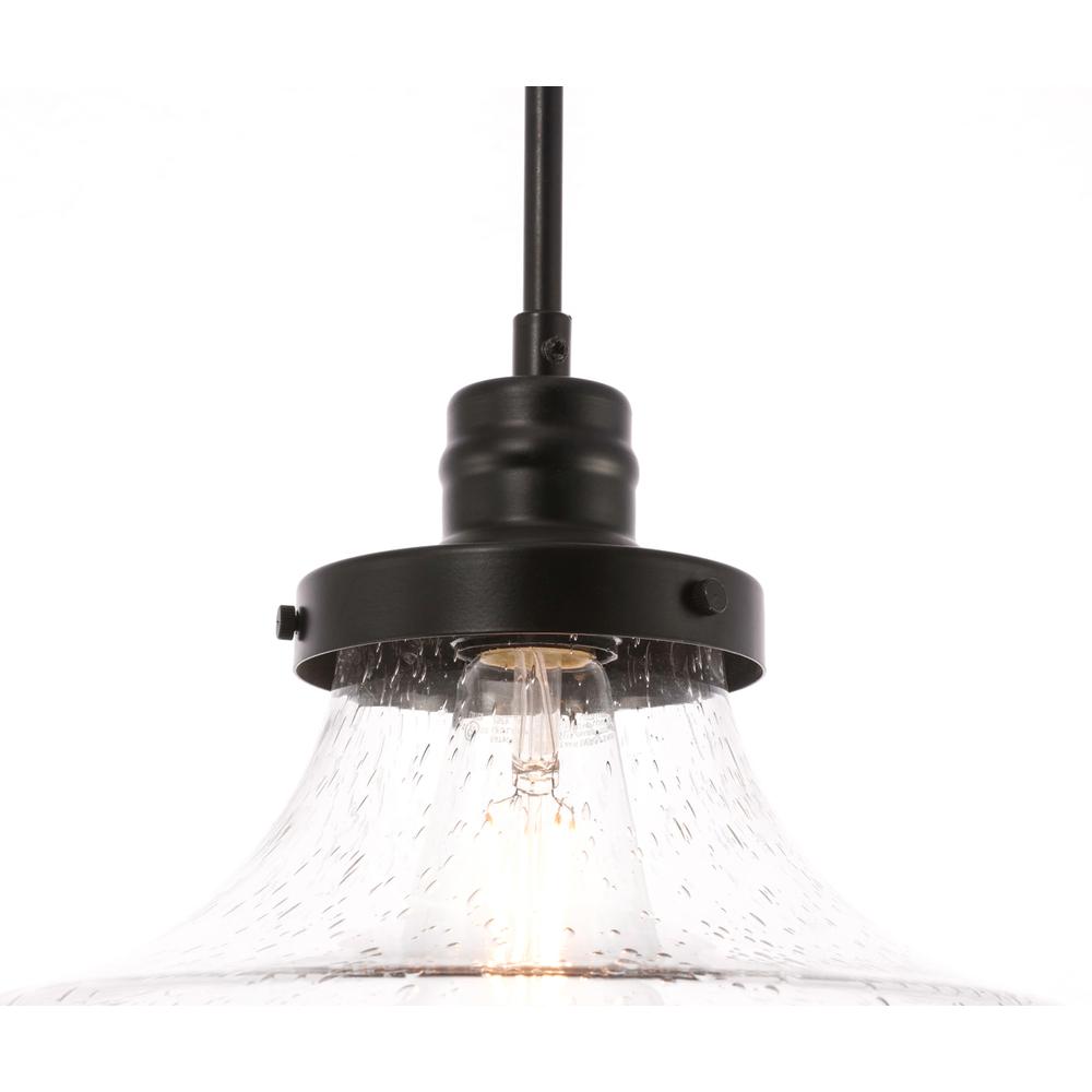 Lyle 1 light Black and Clear seeded glass pendant