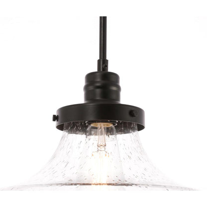 Lyle 1 light Black and Clear seeded glass pendant