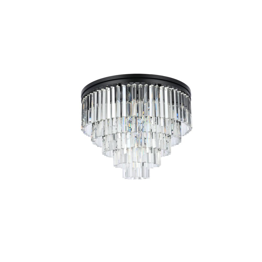 Sydney 17 light Matte Black Flush Mount Clear Royal Cut Crystal