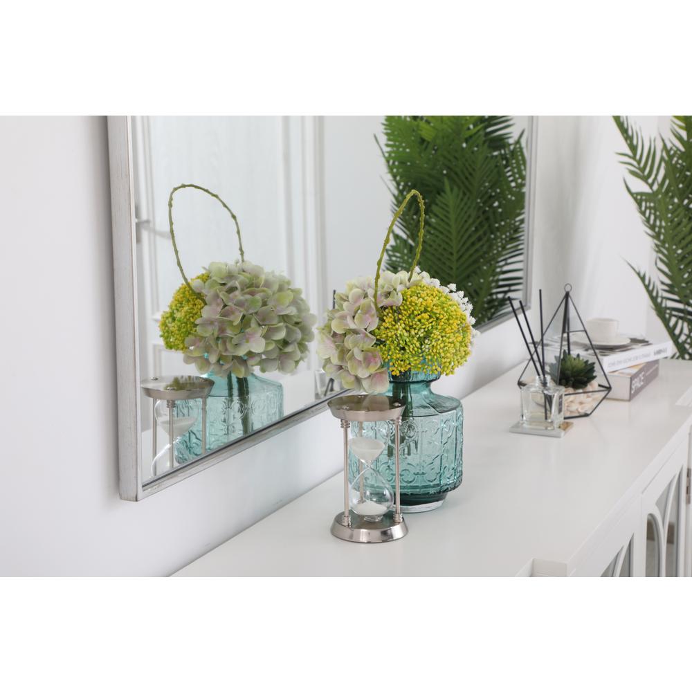 Metal frame rectangle mirror 36 inch in silver