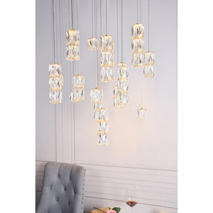 Polaris LED light Gold Pendant Clear Crystal