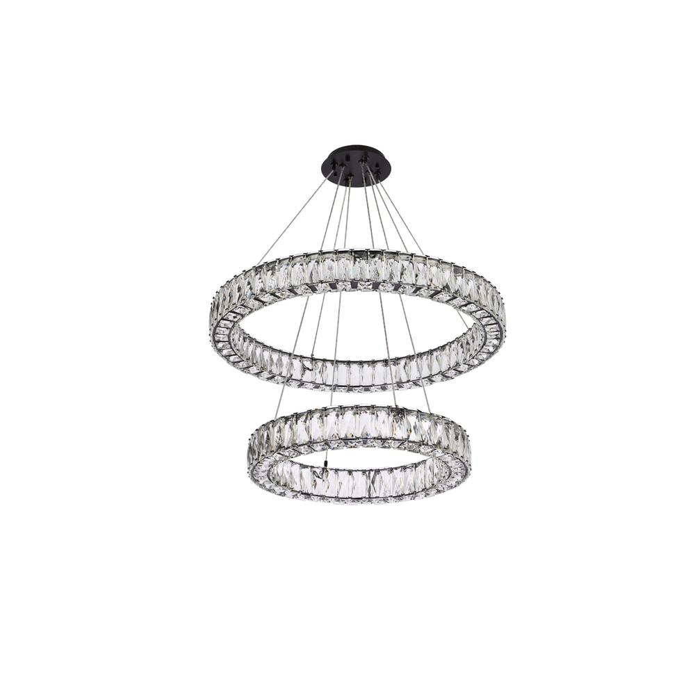 Monroe 28 inch LED double ring chandelier in black