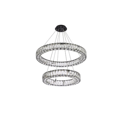 Monroe 28 inch LED double ring chandelier in black