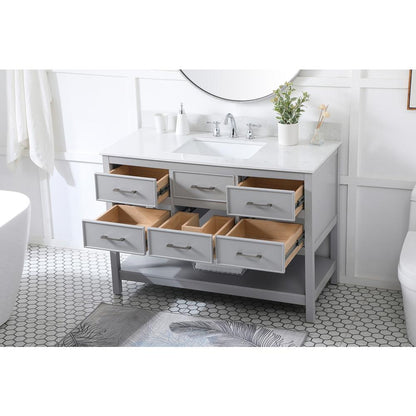 48 inch Single bathroom vanity in gray with backsplash