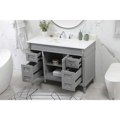 48 inch Single bathroom vanity in grey with backsplash
