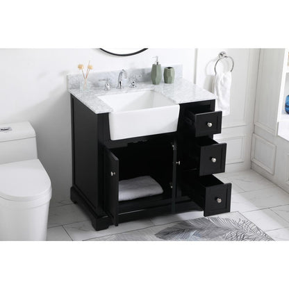 36 inch Single bathroom vanity in black with backsplash