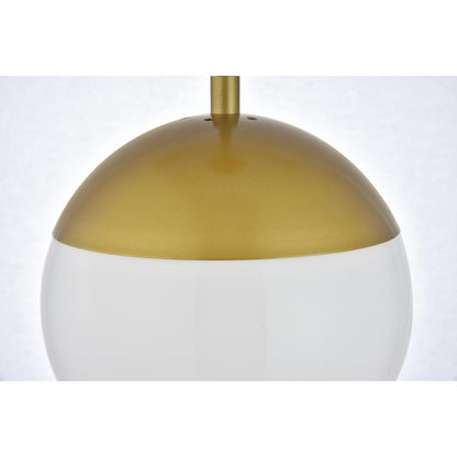 Eclipse 1 Light Brass plug in pendant With Frosted White Glass