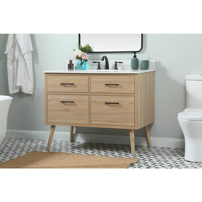 42 inch Single bathroom vanity in mango wood with backsplash