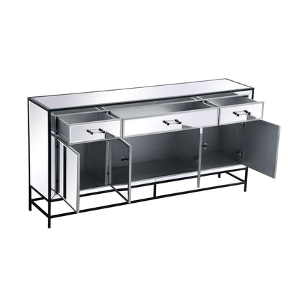 James 72 in. mirrored credenza in black