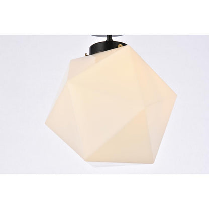 Lawrence 1 light black and white glass flush mount