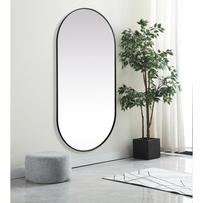 Metal Frame Oval Mirror 36x72 Inch in Black