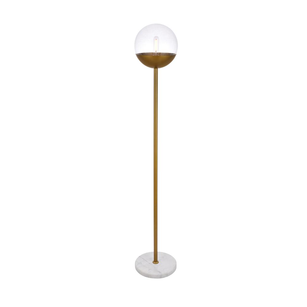 Eclipse 1 Light Brass Floor Lamp With Clear Glass