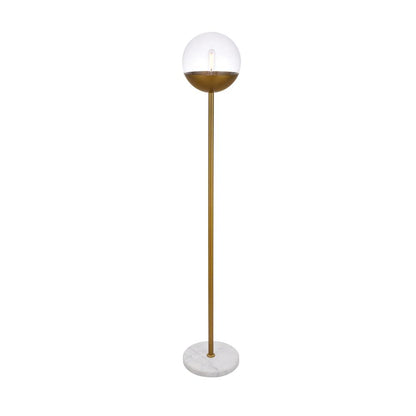 Eclipse 1 Light Brass Floor Lamp With Clear Glass