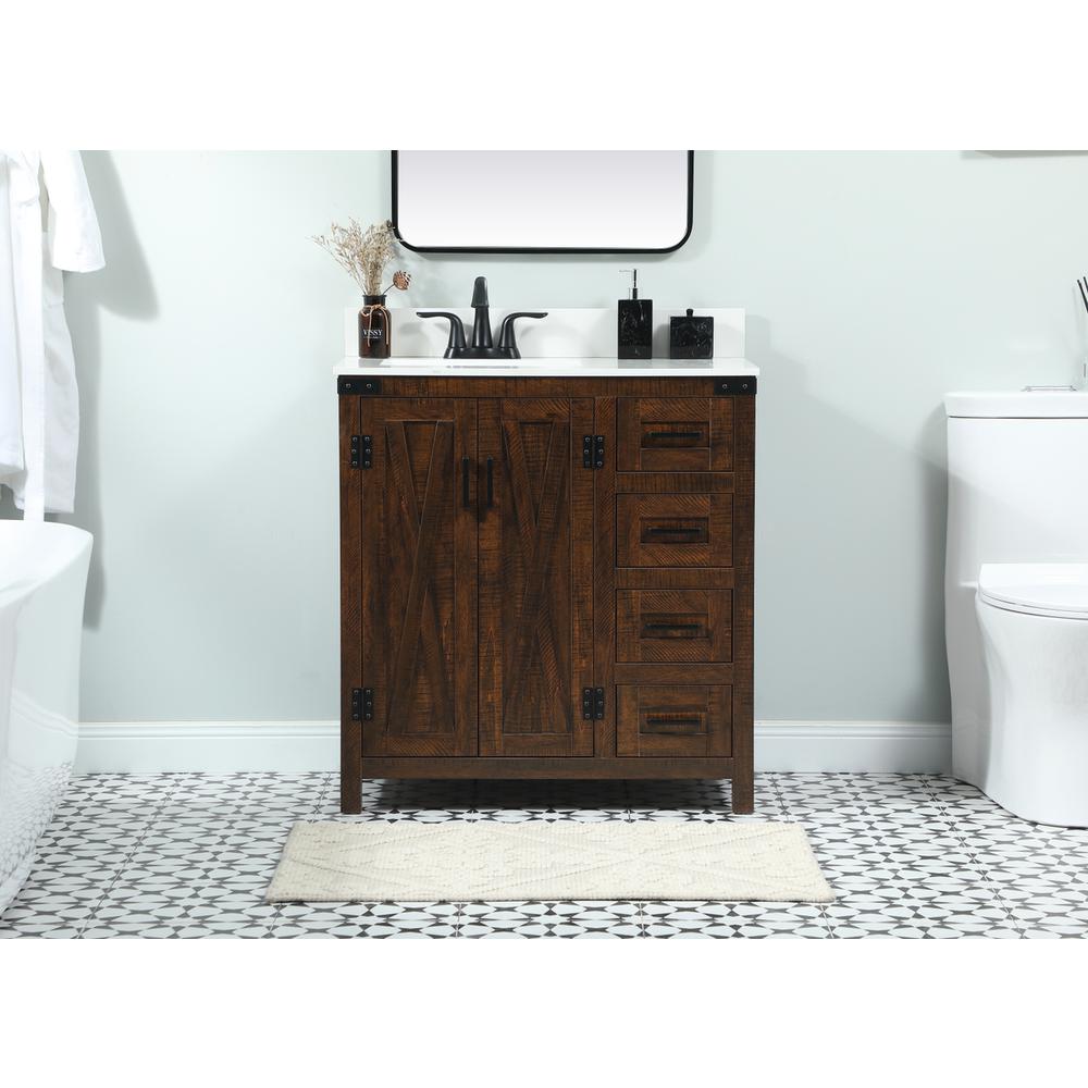 32 inch Single bathroom vanity in expresso with backsplash