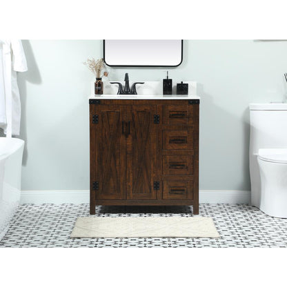 32 inch Single bathroom vanity in expresso with backsplash