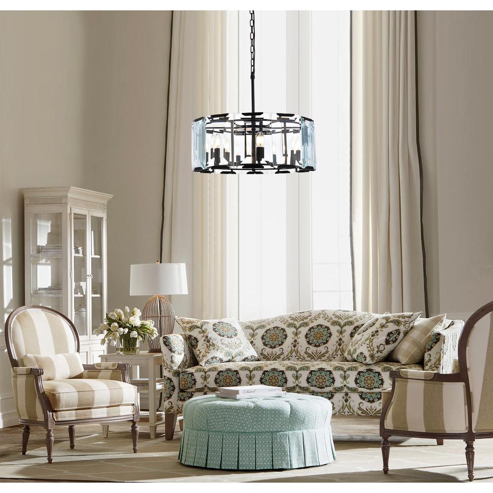 Monaco 6 light Flat Black (Matte) Chandelier Clear Glass Crystal