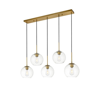 Baxter 5 Lights Brass Pendant With Clear Glass