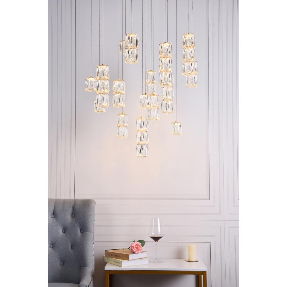 Polaris LED light Gold Pendant Clear Crystal